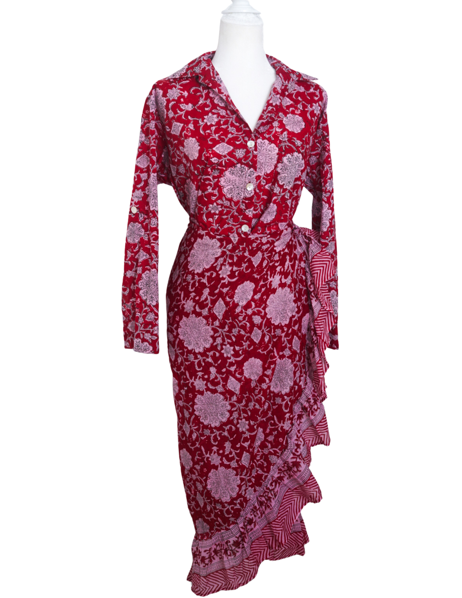 Marée Frill Wrap Skirt Midi-Tropique Rouge