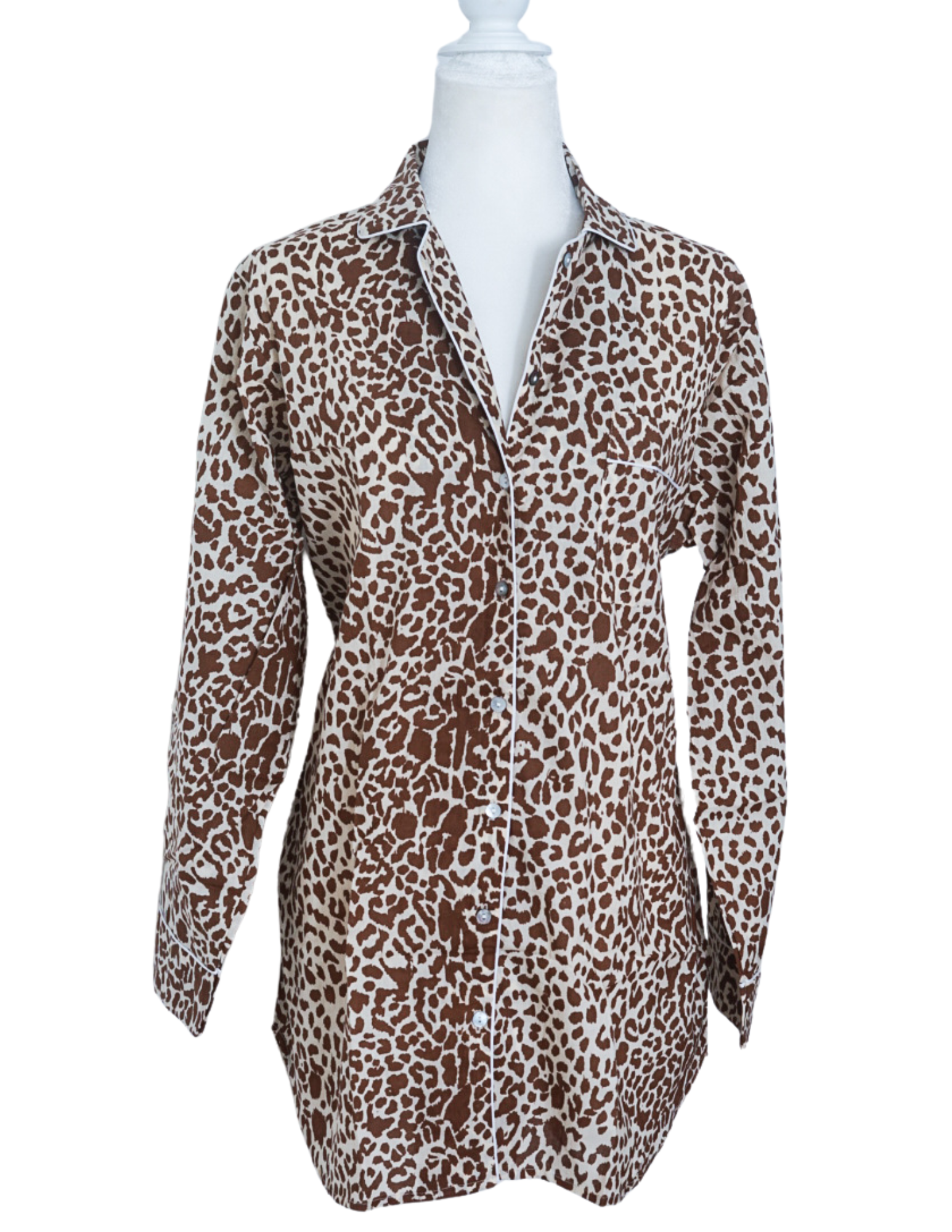 The Palmetto Shirt Dress-Café Au Lait Leopard