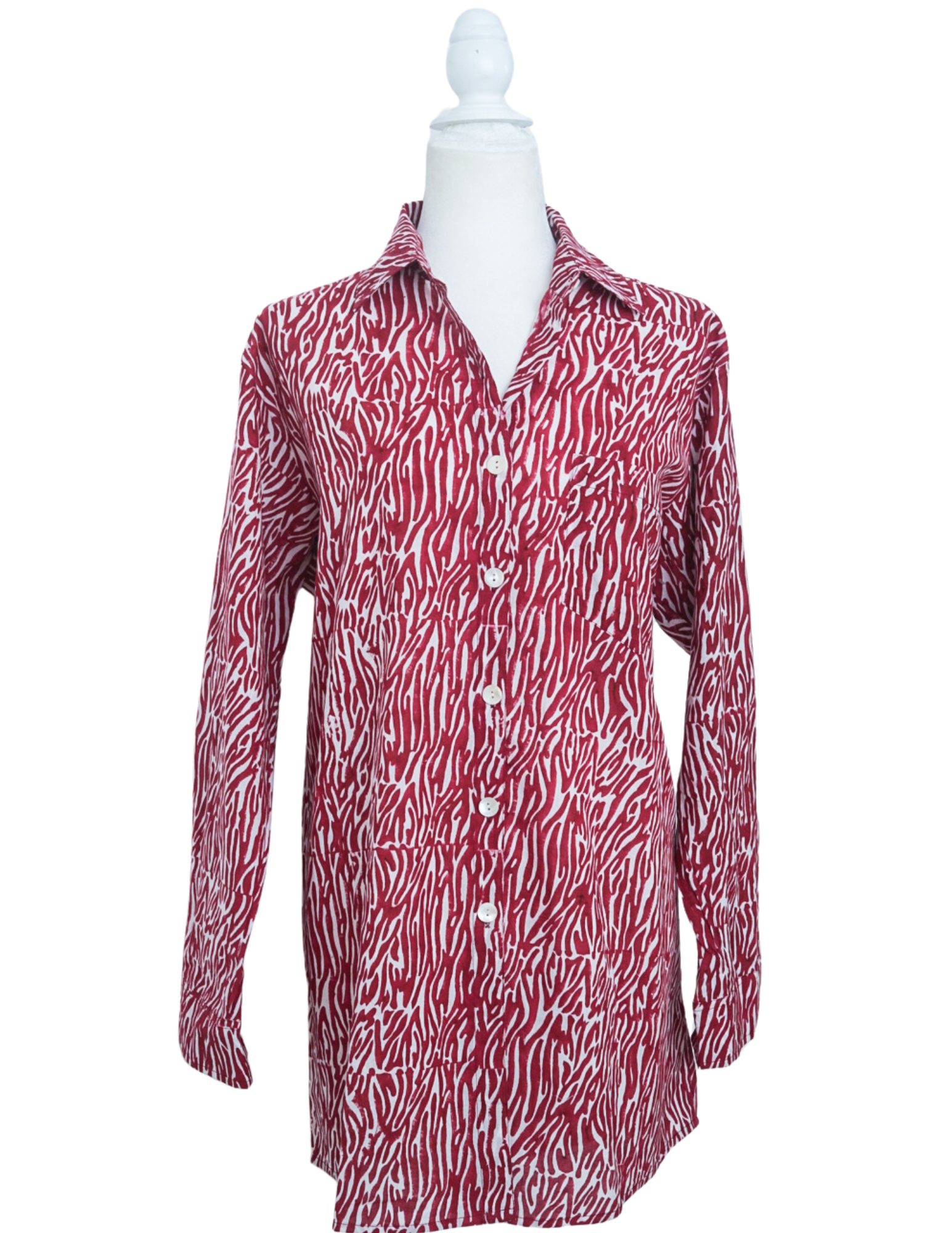 Cabana Shirt Dress-Coral Lattice