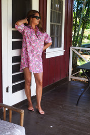 Cabana Shirt Dress-Sorbet Grove