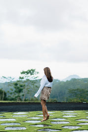 La Plage Mini Wrap Skirt-Café Au Lait Leopard
