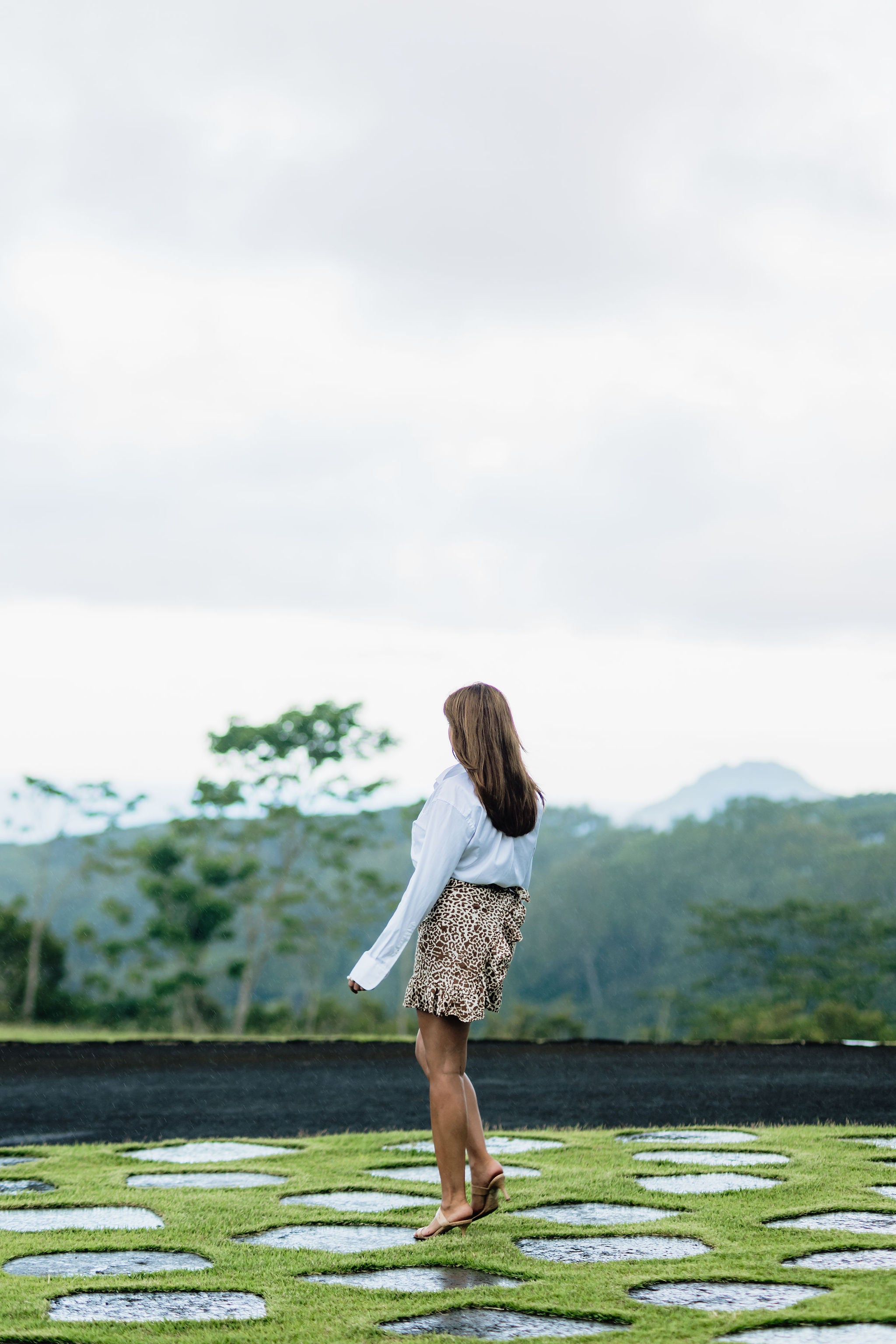 La Plage Mini Wrap Skirt-Café Au Lait Leopard