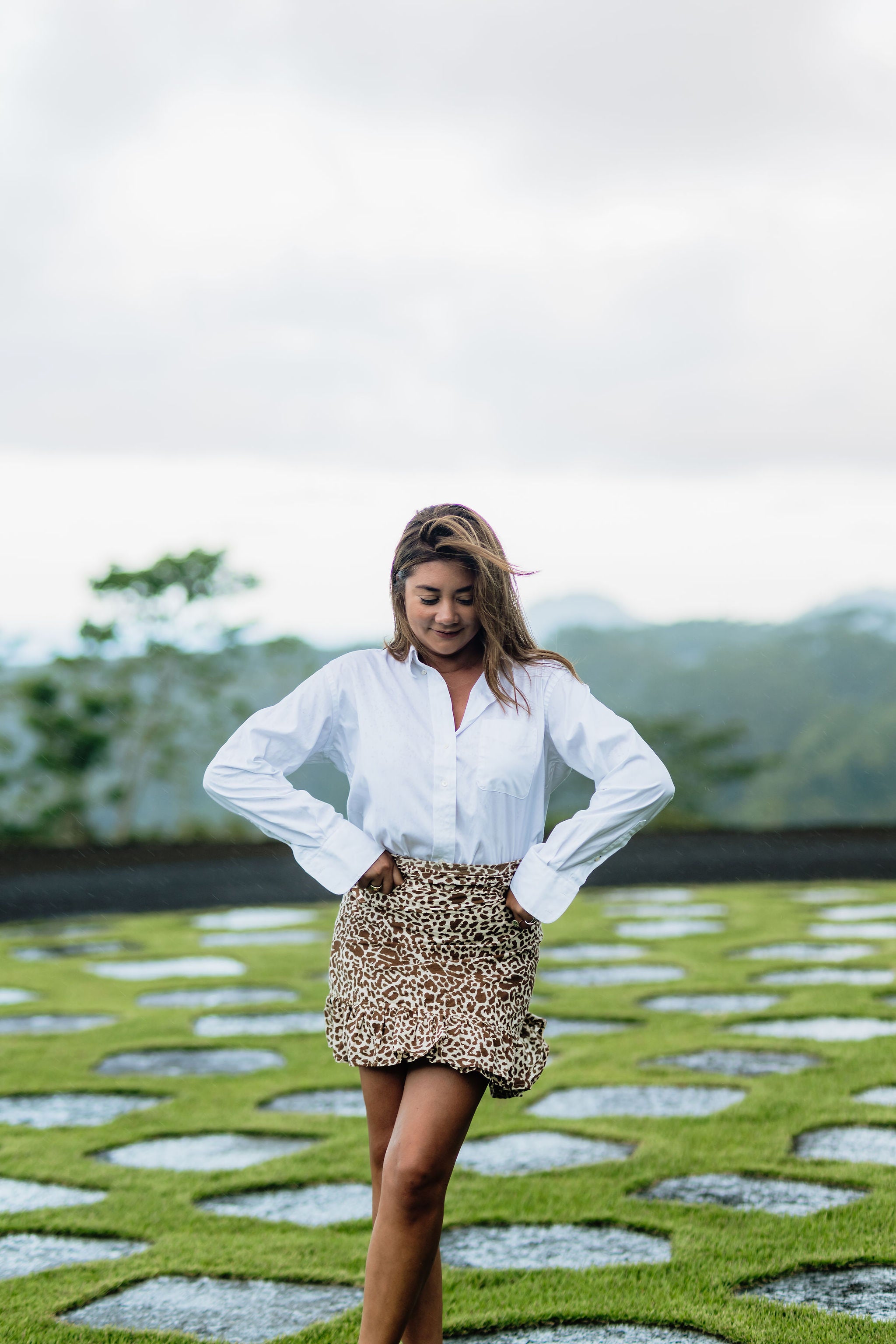 La Plage Mini Wrap Skirt-Café Au Lait Leopard
