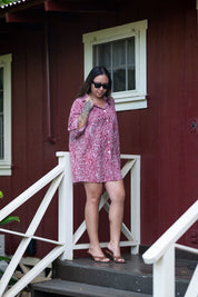Cabana Shirt Dress-Coral Lattice