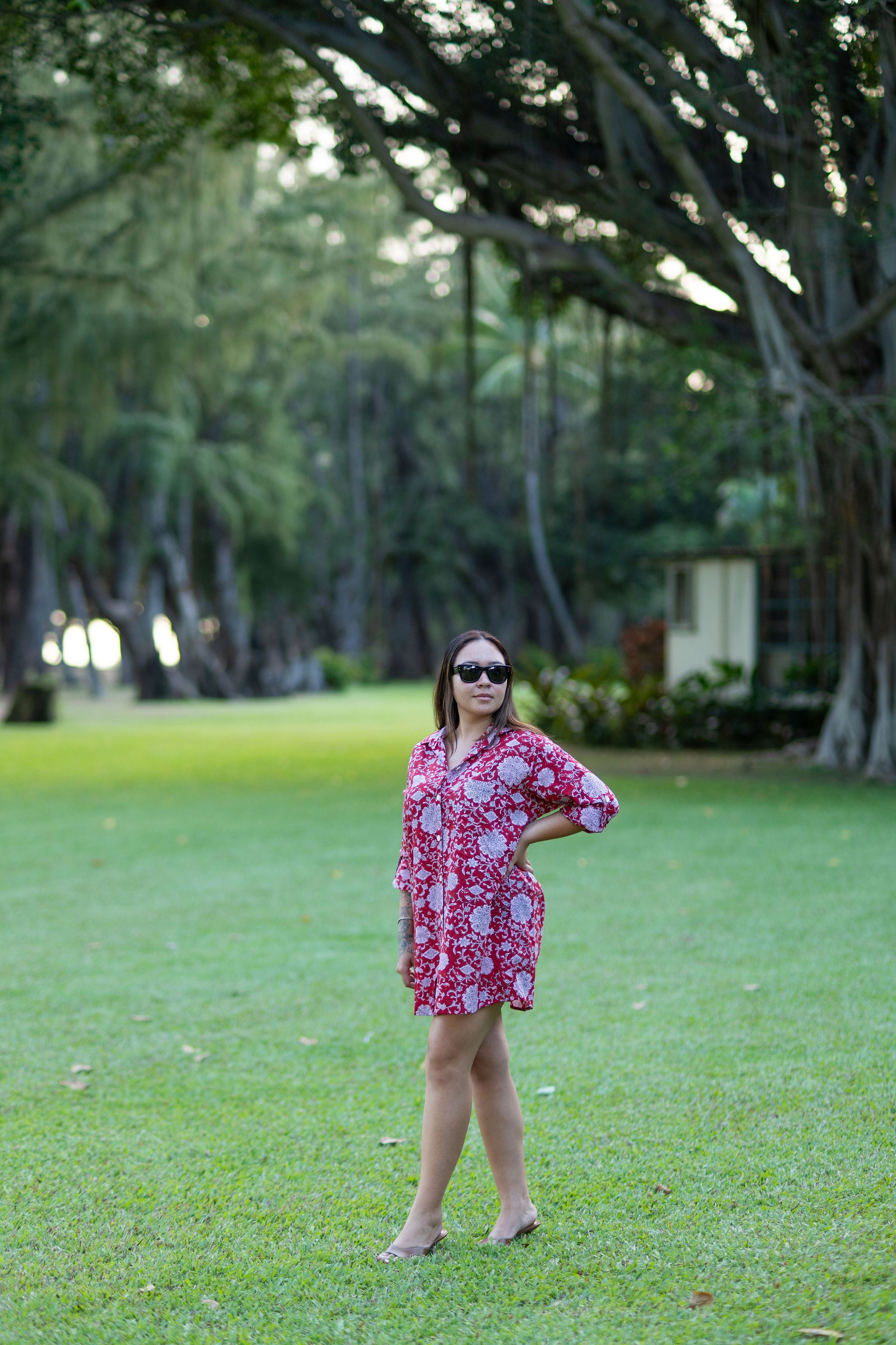 Cabana Shirt Dress-Tropique Rouge