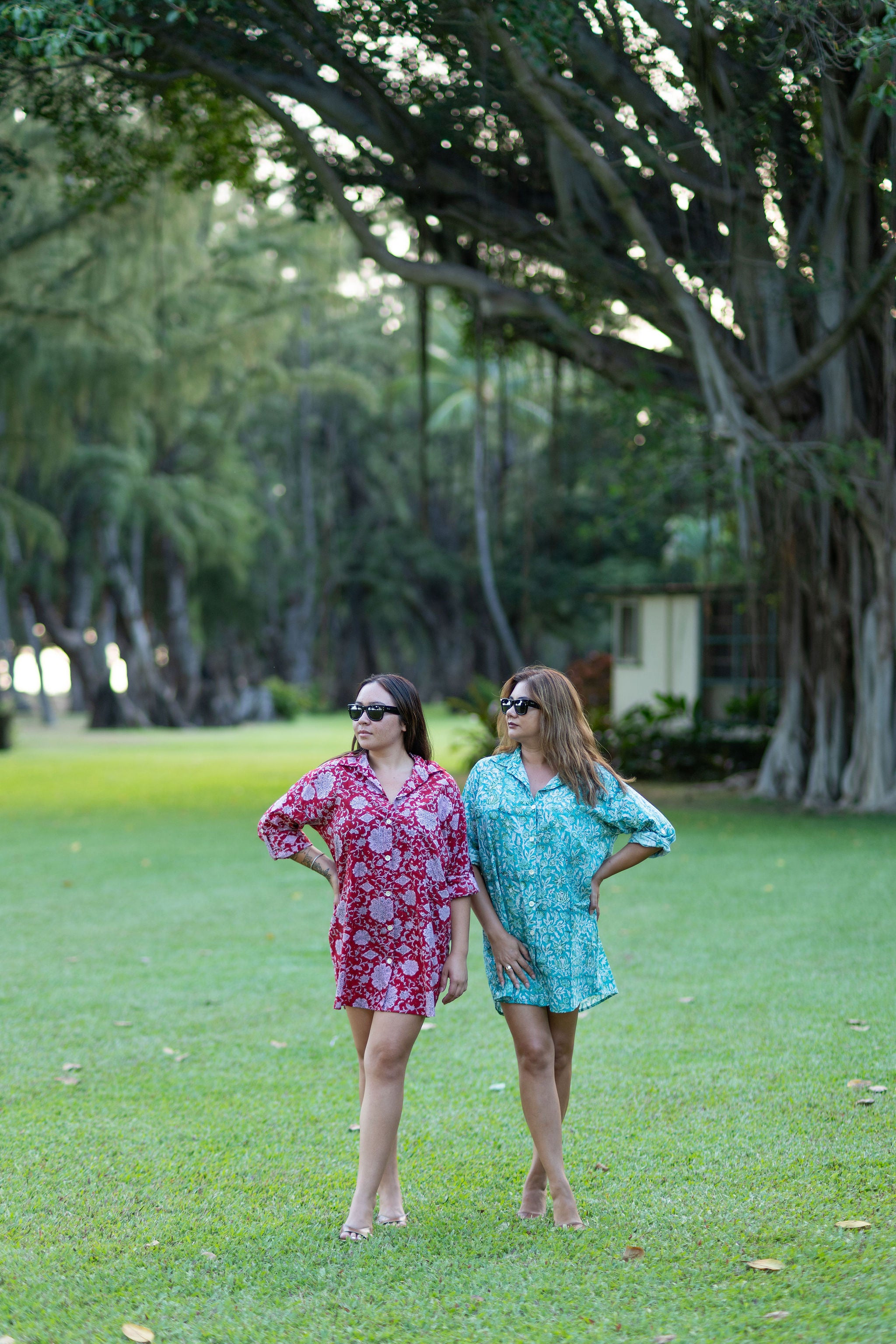 Cabana Shirt Dress-Lagoon Fleur